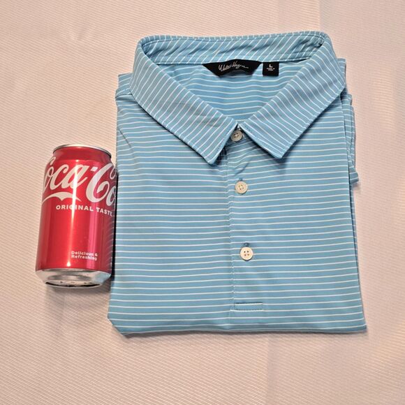 Walter Hagen Golf Polo Shirt Men’s L Turquoise White Stripe - Wicking & Stretch - Picture 9 of 9